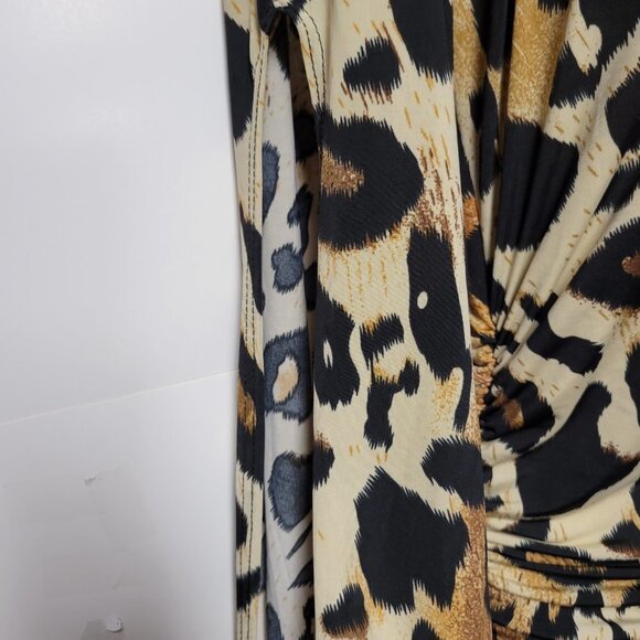 Brown and Black Sexy Long Sleeved Animal Print Dress Size M - Picture 6 of 8